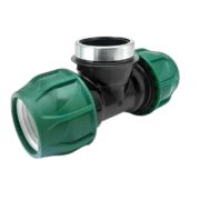 Тройник ПНД ВР 20х3/4х20 (гайка, усиленный оцинковаееым кольцом) POELSAN