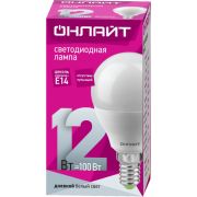 Лампа ОНЛАЙТ 12Вт Е14 шар 6500К G45 90 062