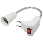 Переходник вилка-патрон E27 гибкий 300мм c выключателем Ecola