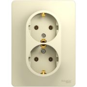 Розетка 2-м СП Glossa 16А IP20 с заземл. в сборе беж. SE GSL000224