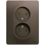 Розетка 2-м СП Glossa 16А IP20 250В без заземл. шоколад SE GSL000820