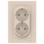 Розетка 2-м СП AtlasDesign 16А IP20 с заземл. в сборе беж. SE ATN000224