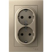 Розетка 2-м СП AtlasDesign 16А IP20 с заземл. в сборе шампань SE ATN000524