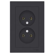 Розетка 2-м СП AtlasDesign 16А IP20 без заземл. в сборе карбон SE ATN001020