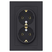 Розетка 2-м СП AtlasDesign 16А IP20 с заземл. в сборе карбон SE ATN001024