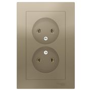 Розетка 2-м СП AtlasDesign 16А IP20 без заземл. в сборе шампань SE ATN000520