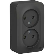 Розетка 2-м ОП Blanca 16А IP20 250В без заземл. без защ. шторок с из. пласт. антрацит SE BLNRA000216