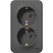 Розетка 2-м ОП Blanca 16А IP20 250В с заземл. защ. шторки с изолир. пластиной антрацит SE BLNRA01121