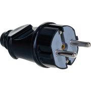 Вилка электрическая прямая 16А 250В с заземл. черн. (еврослот) Universal А1010