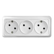 Розетка 3-м ОП Олимп 16А IP20 без заземл. бел. Universal 1160