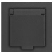 Розетка 1-м СП Афина 16А IP20 с заземл. с крышкой в сборе графит Universal A0029-Gr