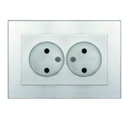 Розетка 2-м СП Афина 16А IP20 без заземл. в сборе серебр. Universal A0102-S