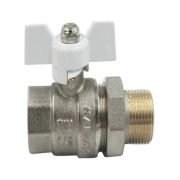 Кран американка полный проход белая бабочка 3/4