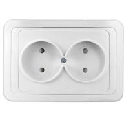 Розетка 2-м СП Валери 16А IP20 без заземл. защ. шторки бел. Universal В0102x