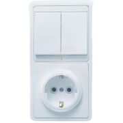 Блок БКВР-032 Бэлла (2-кл. выкл. + розетка с заземл.) бел. Кунцево 5831