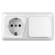 Блок ОП Олимп 1-кл. вык.+ роз. с заземл. горизонт. бел. Universal О0038 8000851360