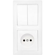 Блок СП (розетка без заземл. + 2-кл. выкл.) бел. Bylectrica 2В-РЦ-687