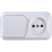 Блок ОП (розетка без заземл. + 1-кл. выкл.) бел. Bylectrica Пралеска В-РЦ-521