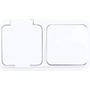 Блок Bylectrica 1 выключатель + розетка с заземл. ОУ IP54 Пралеска Аква белый В-РЦ-657