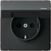 Розетка ArtGallery 16А IP44 с заземл. защ. шторки с крышкой механизм карбон SE GAL441046