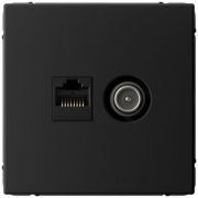 Розетка компьютерная + телевизионная 2-м СП ArtGallery RJ45 кат.5E + TV механизм карбон SE GAL001089