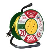 Силовой удлинитель Союз катушка 4 гнезда 20 м 3500 Вт 2х1,5