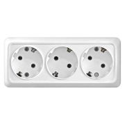 Розетка 3-м ОП Олимп 16А IP20 без заземл. бел. Universal