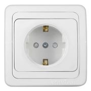 Розетка 1-м СП Валери 16А IP20 с заземл. бел. Universal В0028