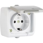 Розетка 1-м ОП Мурманск 16А IP54 с заземл. защ. шторки с крышкой сер. EKF EFR16-029-30-54