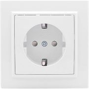 Розетка 1-м СП Минск 16А IP20 с заземл. защ. шторки с крышкой бел. Basic EKF ERR16-029-100