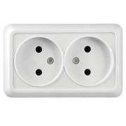 Розетка 2-м ОП Олимп 16А IP20 без заземл. бел. Universal О0102