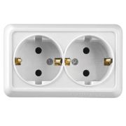 Розетка 2-м ОП Олимп 16А IP20 с заземл. бел. Universal О0128