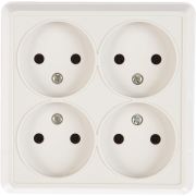 Розетка 4-м ОП Олимп 16А IP20 квадрат. без заземл. бел. Universal 1164